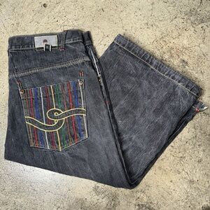 Vintage 90s Russo jeans embroidered denim jorts size 40 oversized jorts